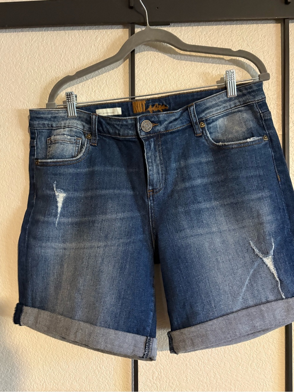 Kut from the Kloth Women's Distressed Blue Denim Jean Shorts